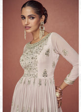 Real Georgette Fancy Embroidered Salwar Suit in Light Pink